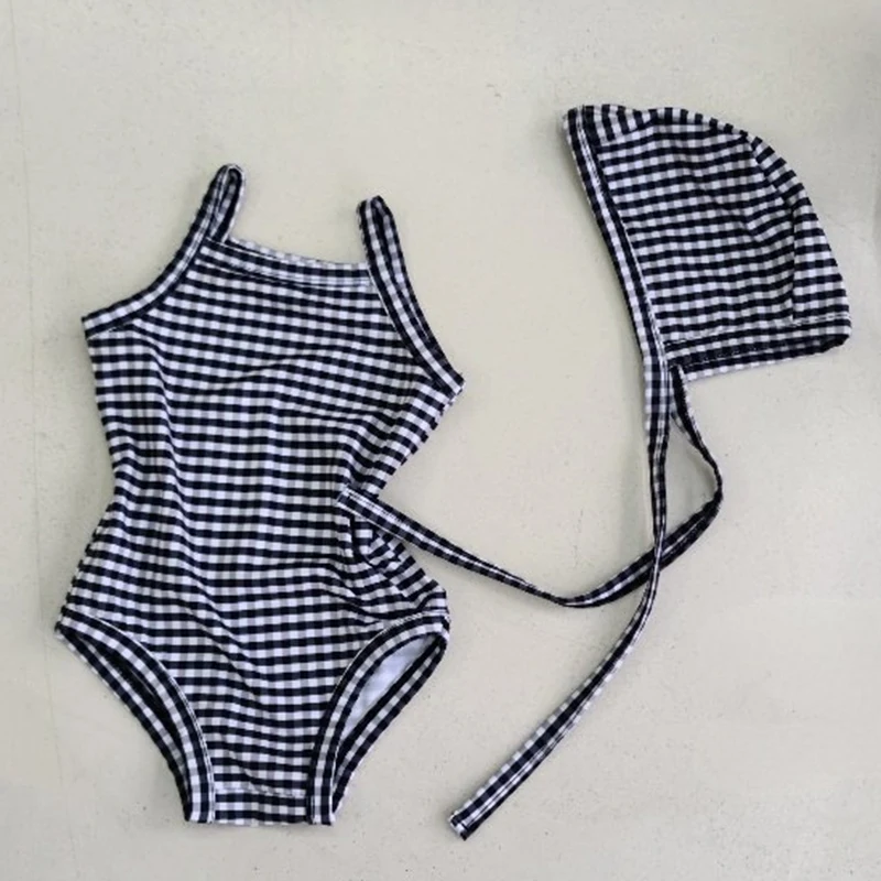 Summer Newborn Children Kids Baby Girls Swimwear Swimsuit One-piece Bikini Toddler Infant Beachwear Suit Flower Grid Swimwear