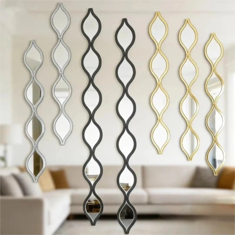 Acrylic Material Mirror Wall Sticker Removable Golden Color Water Drop Mirror Sticker Teardrop Shape Self-Adhesive