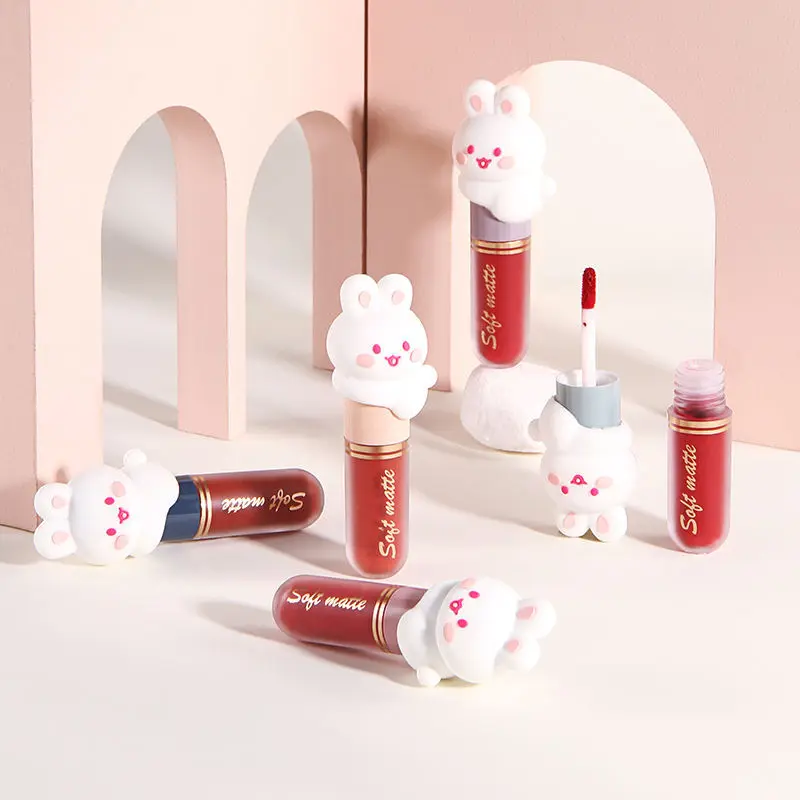 Kawaii Rabbit Matte Lipstick Long Lipstick Waterproof Outfit  Makeup Korean Lipstick  Liquid Lipstick Cosmetics Makeup for Girls