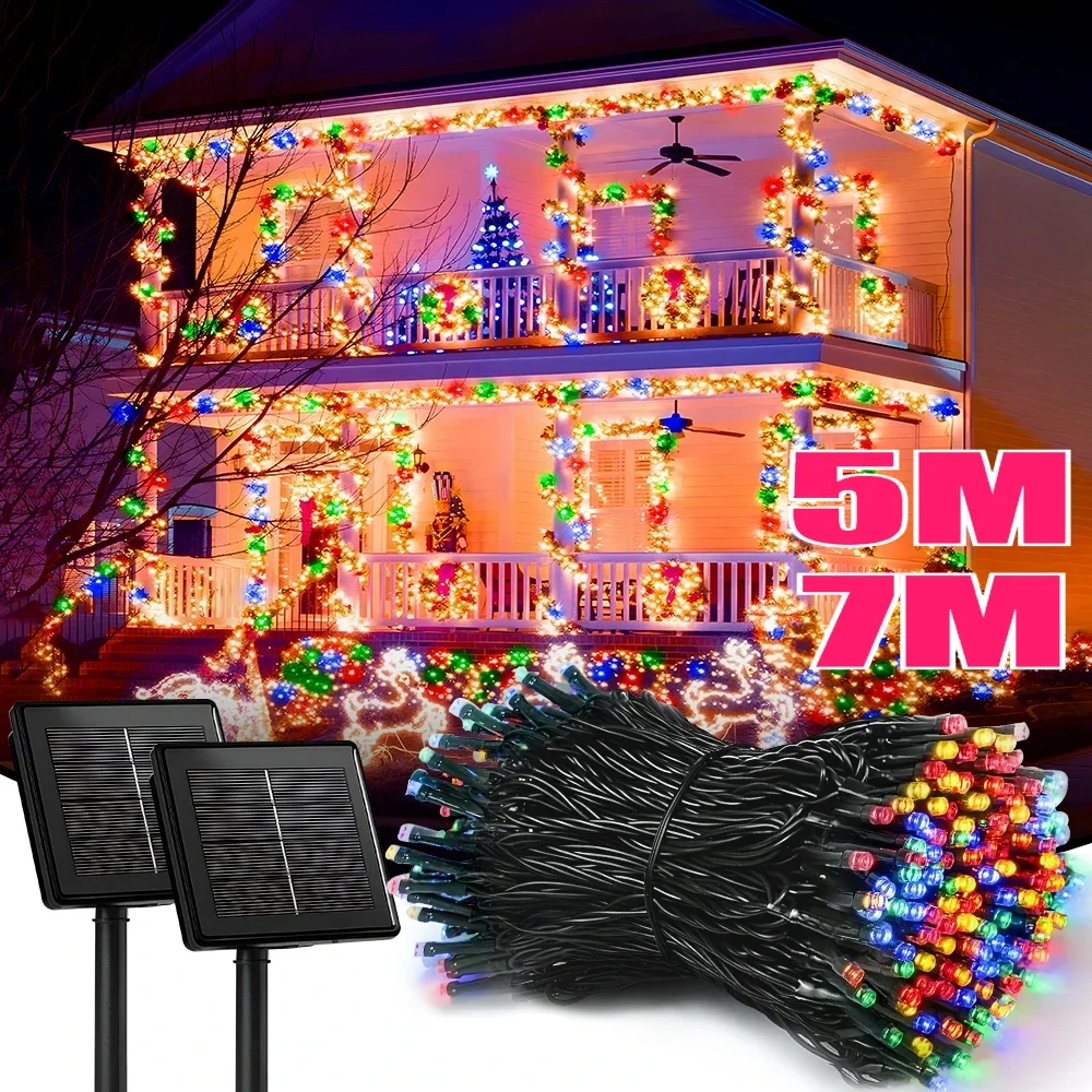 

Solar String Fairy Light 8 Lighting Modes 5M 7M Waterproof Outdoor LED Garland Street Lamp Holiday Christmas Garden Decoration