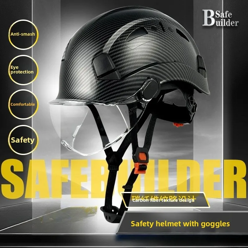 

CE Construction Safety Helmet With Visor Built In Goggles For Engineer ABS Hard Hat ANSI Industrial Work Cap Head Protection New