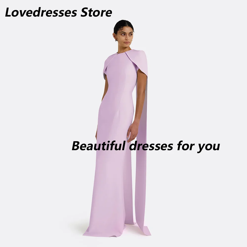 Abito da sera color lavanda maniche ad aletta personalizzate o collo sirena 2025 abiti da sera formali per donna abiti eleganti da ballo in jersey