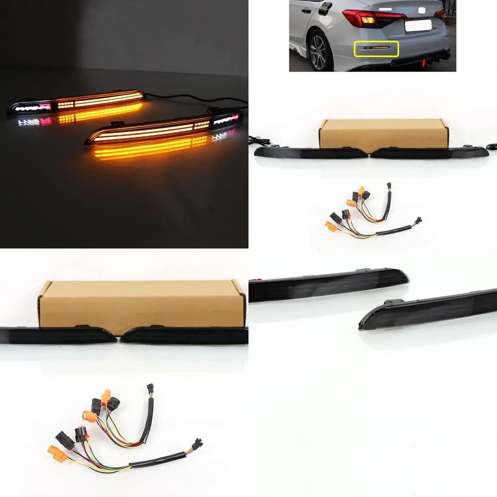 

Honda Civic 11th Gen 2021-2023 LED Rear Bumper Reflector Tail Lights with Turn Signal, Brake, and Driving Fog Lamps (Type R)