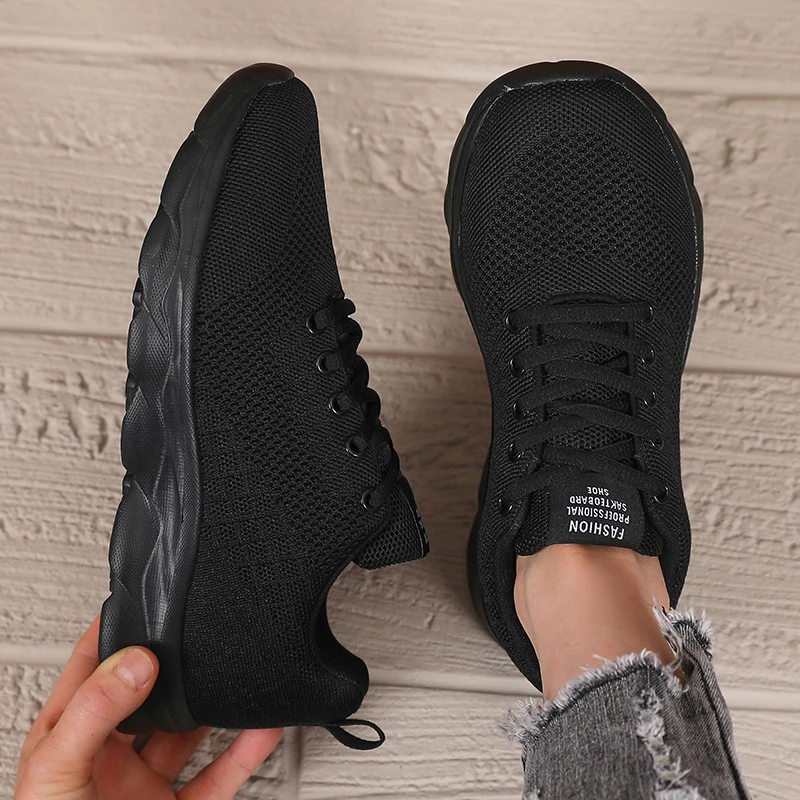 

Women's Casual Shoes Trend Breathable Mesh Black Vulcanized Shoes Lightweight Versatile for Daily Use Women Designer Sneakers