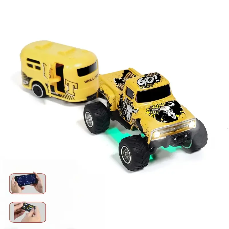 1:64 Mini Alloy Remote Control Car Party Toy Car Gift Cool Skull Bull Graffiti Outdoor Toy for Adult Three-Speed Speed