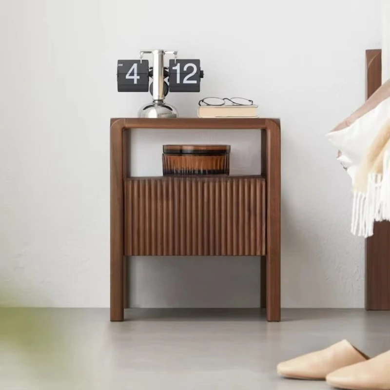 

Mid-leaf modern style pure black walnut, bedside table apartment bedroom bedside table
