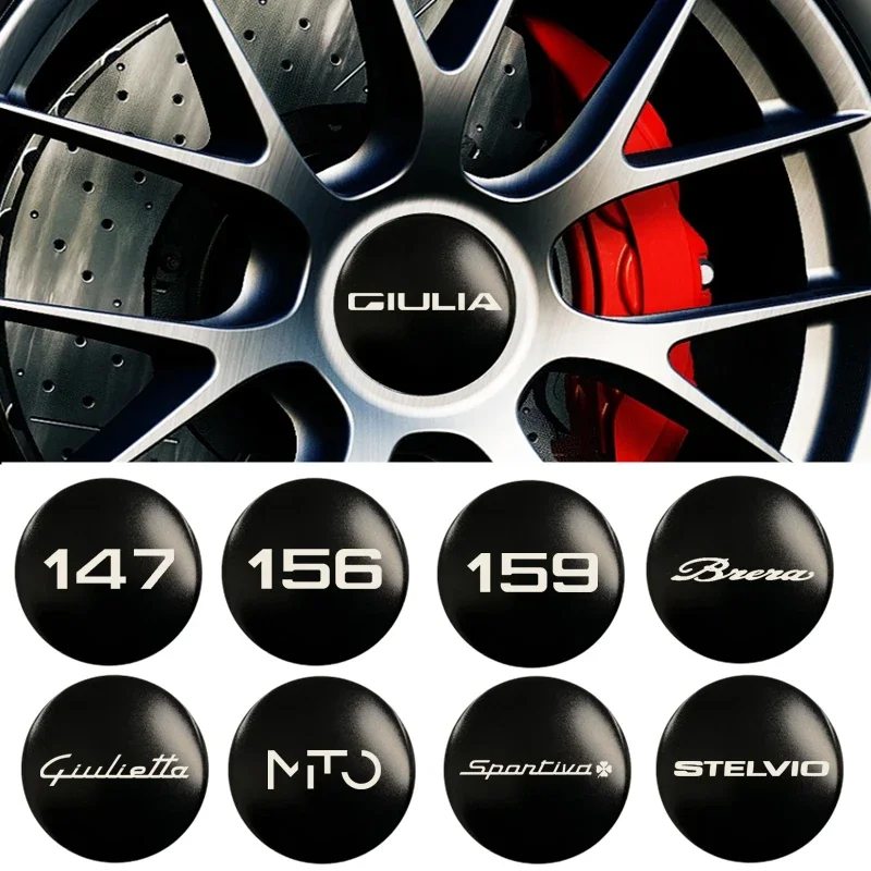 4pcs 56/60/65mm Car Wheel Rims Center Hubcaps Stickers for 147 156 159 Brera Mito Giulia Sportiva STELVIO Giulietta