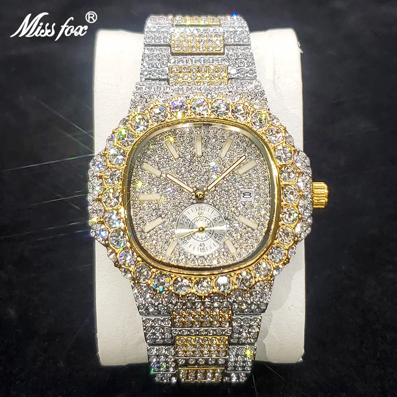 Factory Wholesale Luxury Watch Men Top Brand High Quality Diamond Wristwatch Novelty Iced Out Bling Quartz Male Clock Gift 2023