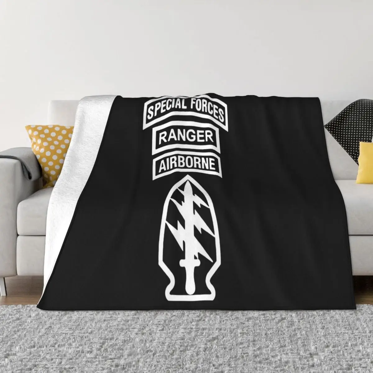 Hot Sale Fashion Us Army Special Forces Airborne Commando Ranger Front & Back Print Men Cool Tees Throw Blanket