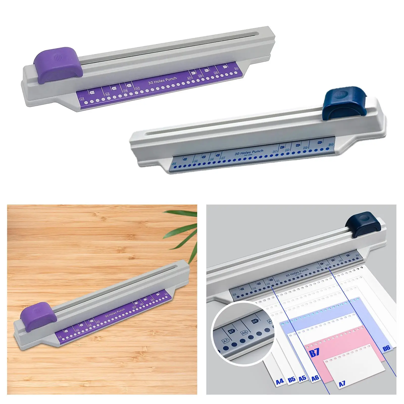 다목적 편리한 금속 수동 A4 용지 펀처, 30 홀 펀처, 푸시 풀 디자인, 가정 학교 공예 용지, DIY 공예 사무실