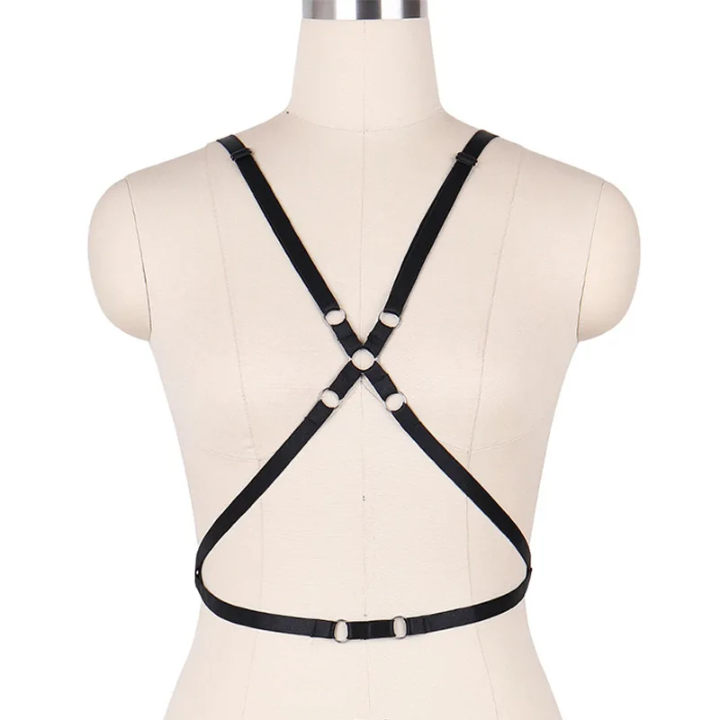 

Women Harness Bra Goth Rave Wear Body Harness Bondage Belt Elastic Strappy Crop Top Cage Bra Sexy Lingerie Bustier