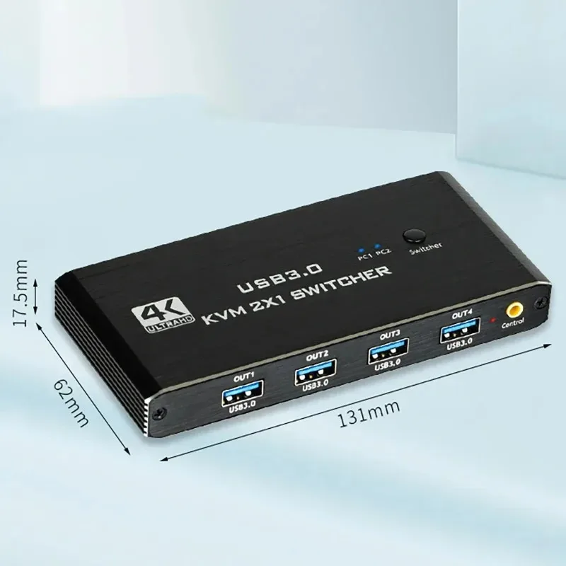 مفتاح USB 3.0 KVM 2x1 متوافق مع HDMI 4K@60 هرتز مع جهاز تحكم عن بعد لجهاز كمبيوترين مشاركة 1 شاشة/لوحة مفاتيح/ماوس/طابعة (4 أجهزة USB) #6