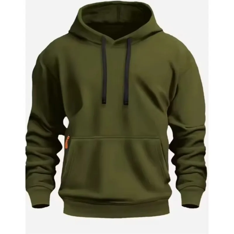 Men's Half Zipper Hooded Hoodies New Solid Color Long Sleeve Sweatshirts Autumn Loose Sport Warm Sweats Fashion Casual Pullover