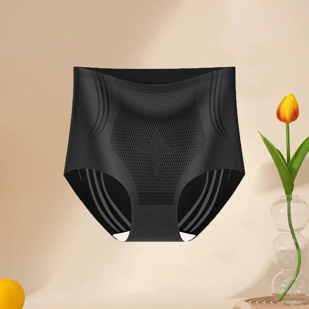 

Mid Waist Women Ice Silk Briefs Tummy Control Cotton Crotch Seamless Shapewear Lingerie Underwear Postpartum Panties Ladies