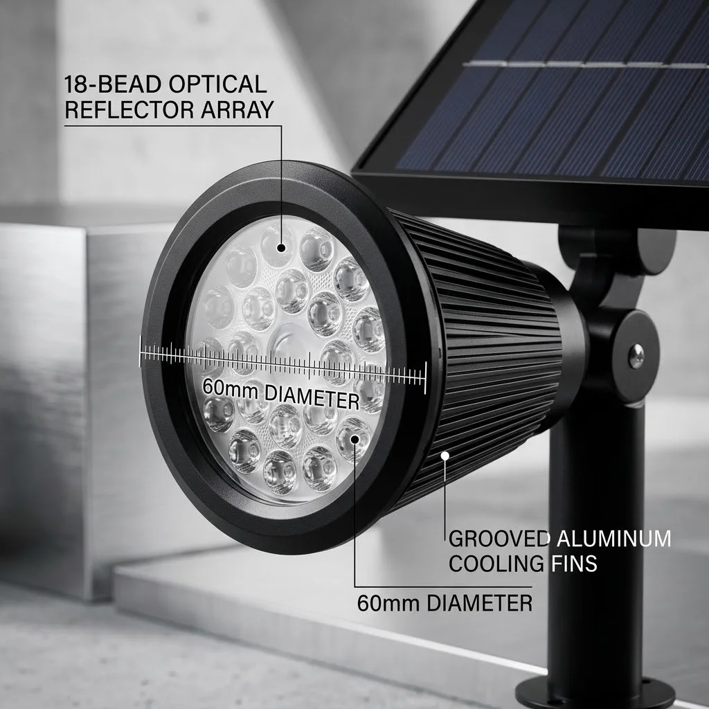 Outdoor Solar Spotlight, 3000K Warm White & 6500K Cool White Dual Color Temperature, Solar Landscape Light with IP44 Waterproof & Dusk to Dawn Sensor, Security & Ambient Lighting for Garden, Yard, Trees, Patio, Walkway