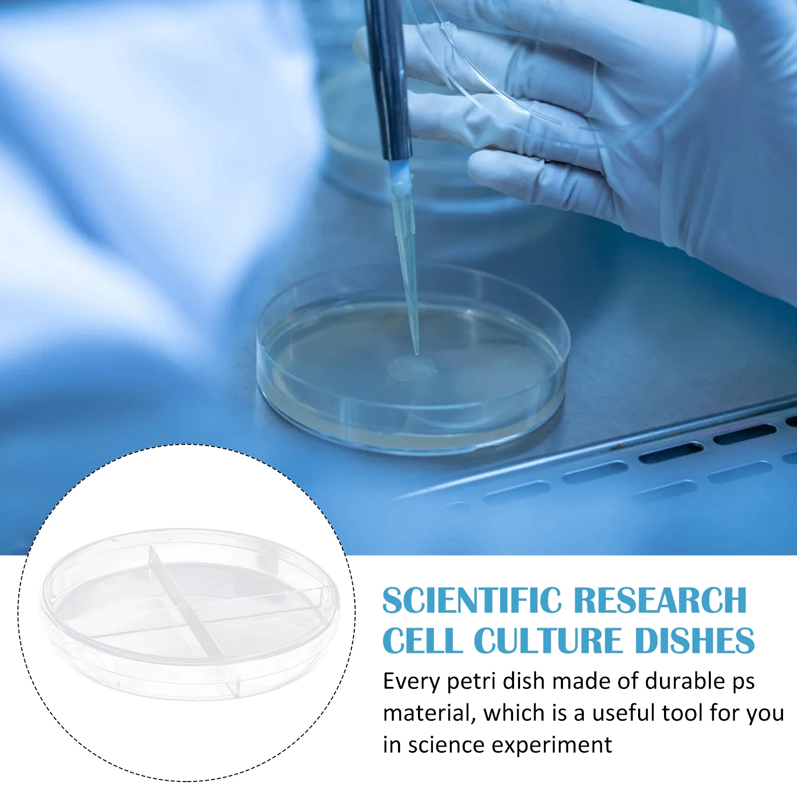 

10 Pcs Cell Culture Dish Agar Plates Cell-culture Clear Petri Scientific Experiment Tool Glass School Plastic Four Compartments
