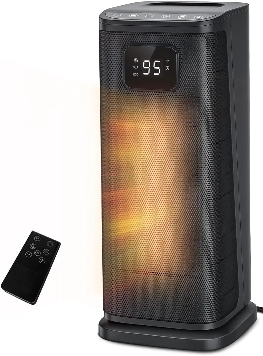Portable 1500W Ceramic Space Heater with Thermostat, Timer, 4 Modes, Oscillating, LED Display, Black