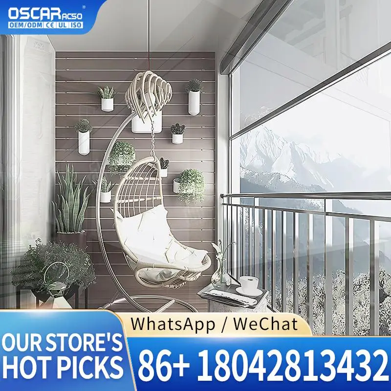 High Quality Smart Motorized Tuya Roll Up Patio Zip Screen Outdoor Roller Blinds Windproof Waterproof Sun Shade For Pergola Roll