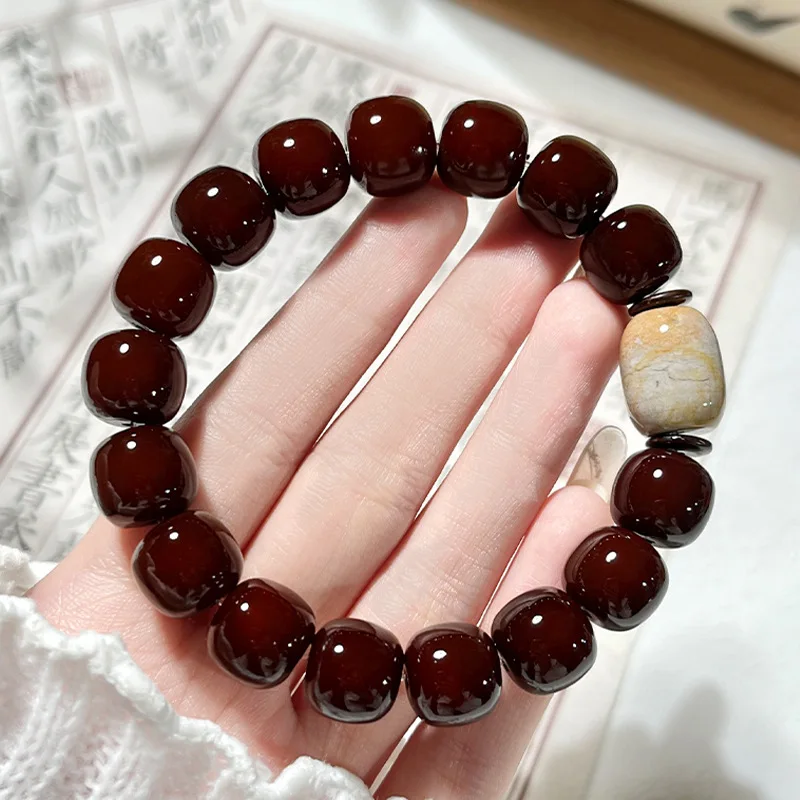 White Jade Bodhi Bracelet Agate Coffee High Oil High Density Men and Women Single Circle Pliable Temperament Crafts Prayer Beads