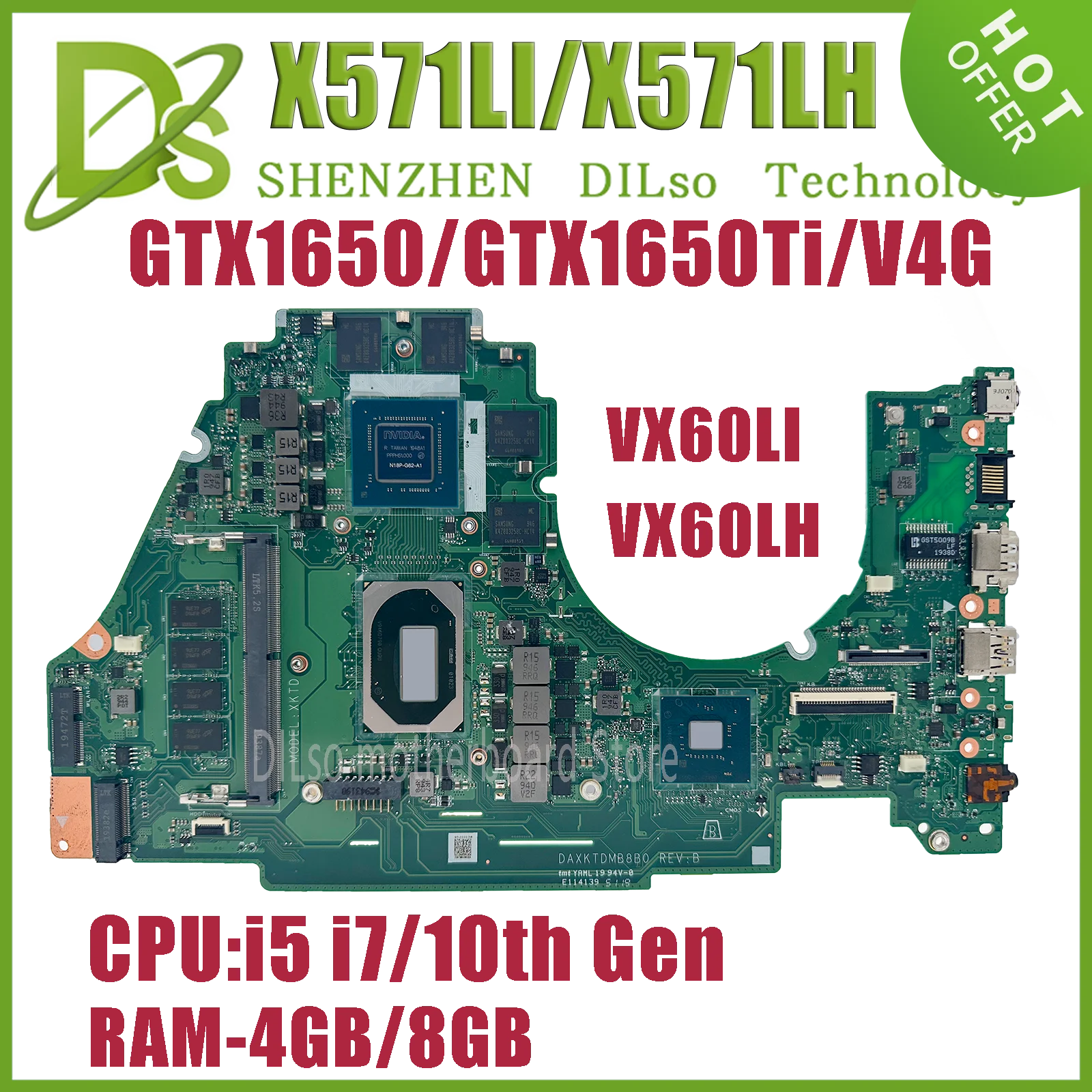 

KEFU VX60L Mainboard DAXKTDMB8B0 For ASUS X571LI X571LH X571L F571L R571L K571L Laptop Motherboard i5 i7 10th Gen RAM-4GB/8GB