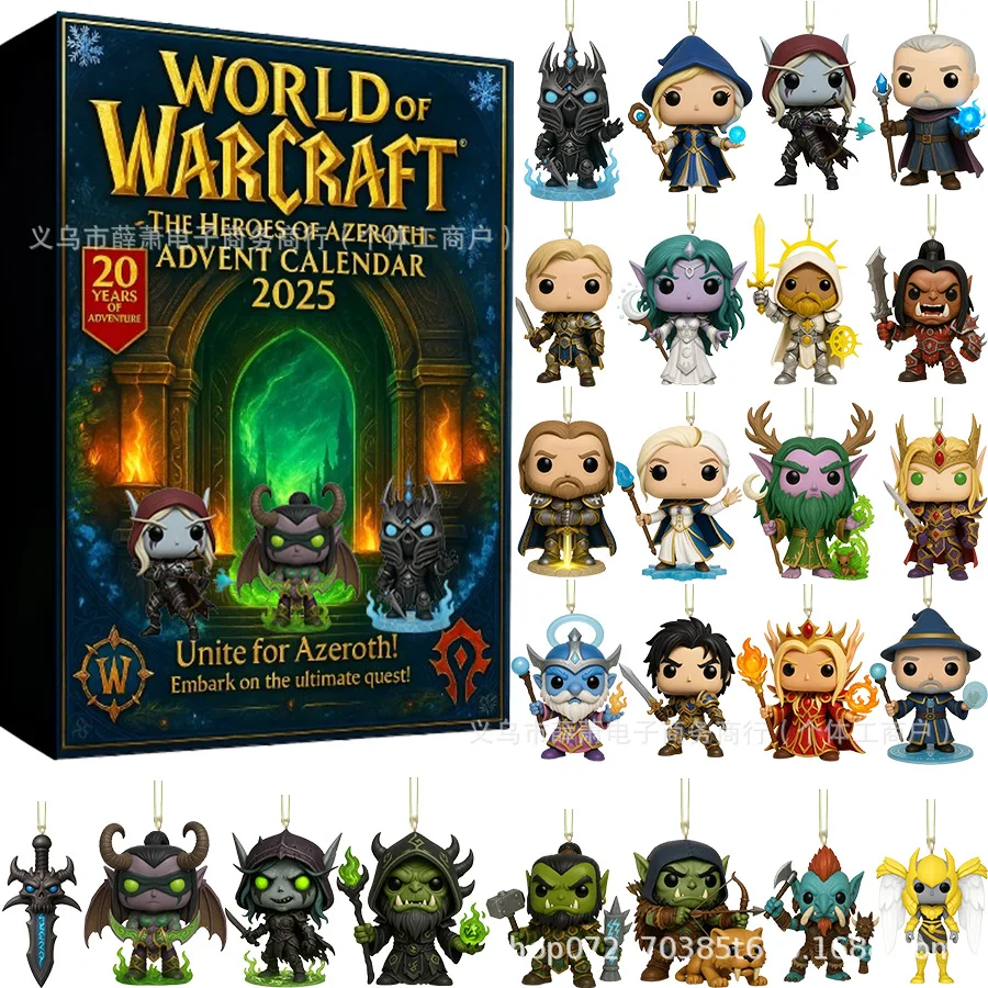 Адвент-календарь с рождественскими героями World of Warcraft, коллекционные акриловые фигурки, украшения, рождественские календари обратного отсчета, подарки для взрослых