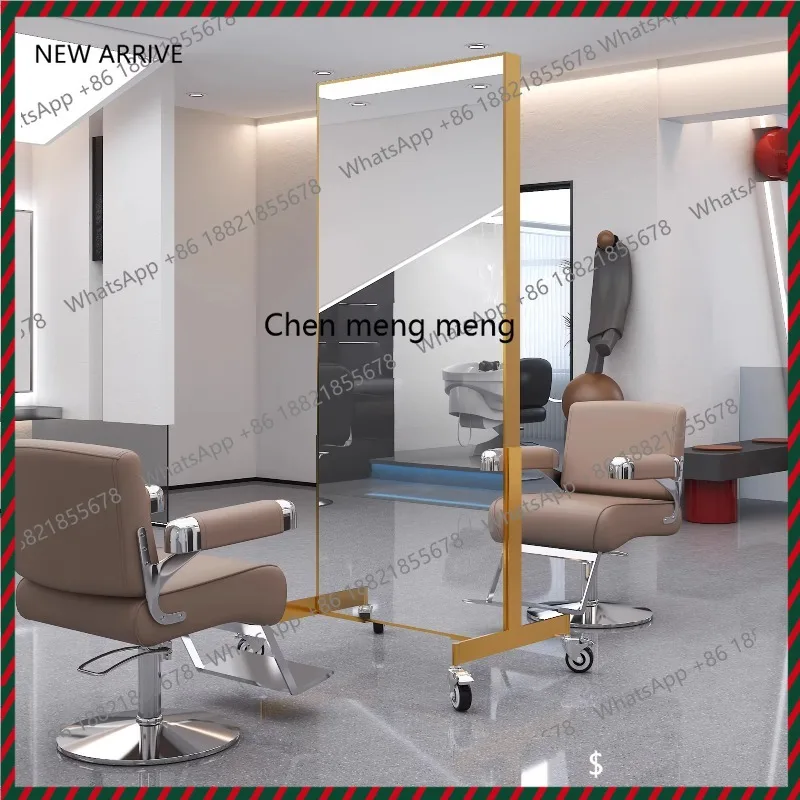 Hot sales High-end hair salon mirror table double-sided barber shop hair cutting mirror hair salon special with wheels