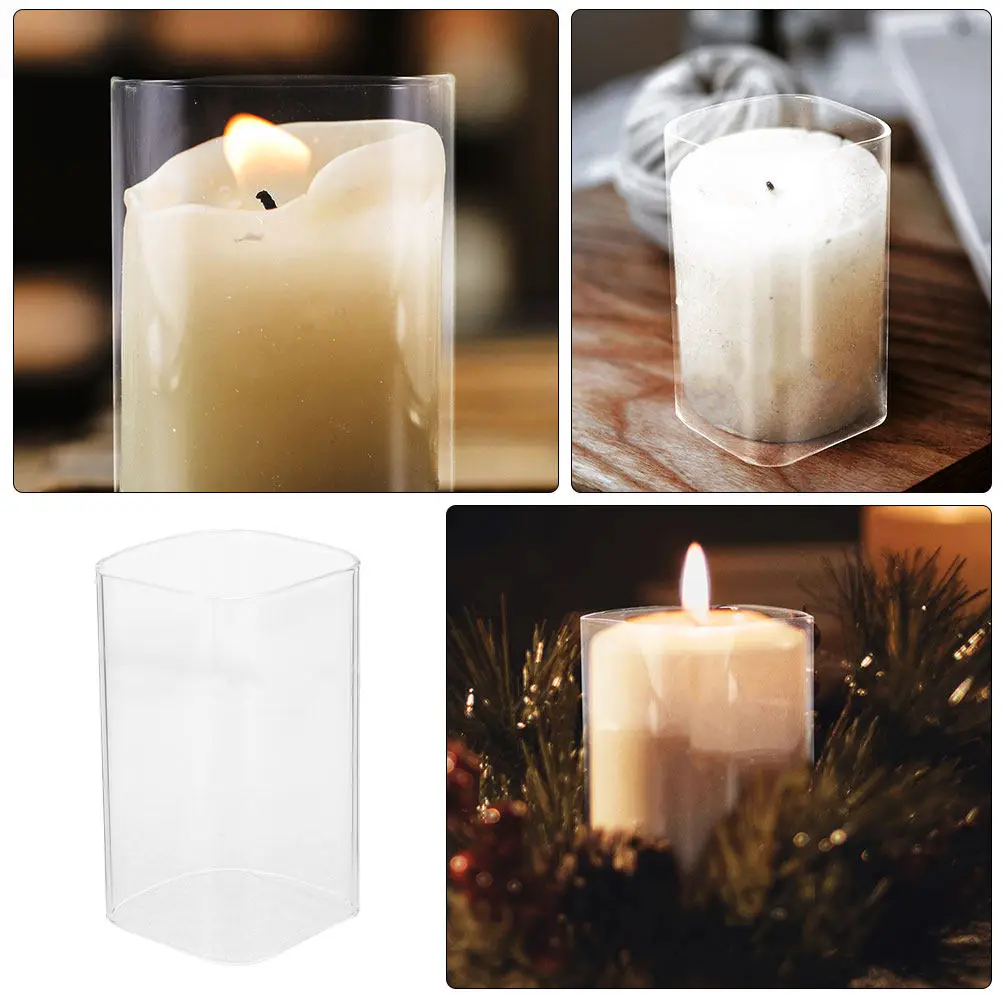 Transparent Glass Holder Sleeve Open Ended Cover Clear Decorative Shades for Household Desktop Warm Ambiance