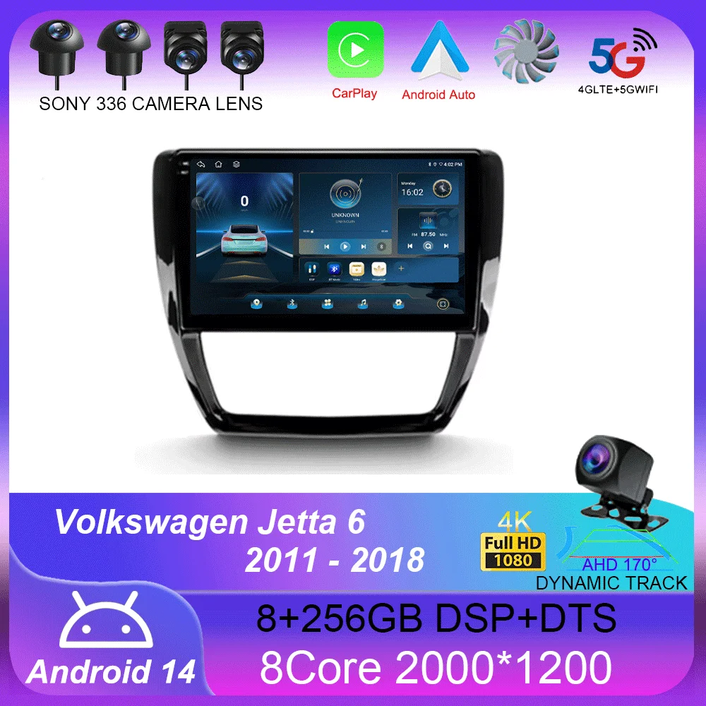 

Автомагнитола Carplay для Volkswagen Jetta 6 2011-2018, Android 14, 4G + Wi-Fi, GPS, навигация, мультимедийный видеоплеер, стерео BT