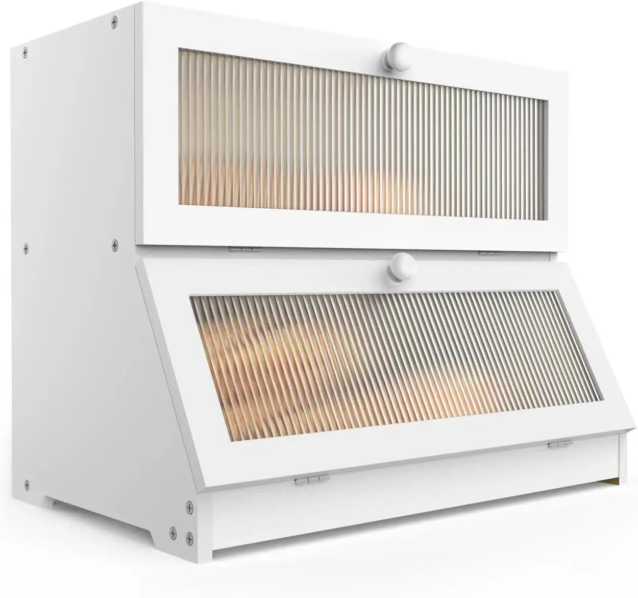 

2-уровневый бамбуковый контейнер для хранения хлеба с полупрозрачным окном, белый