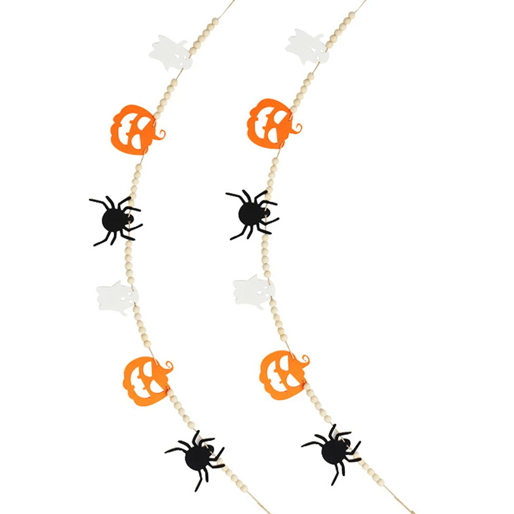 

2 Pcs Halloween Bead Garland Pumpkin Decorative Hanging String Wooden Beads Festival Wall Rustic HomeDecoration Housewarming