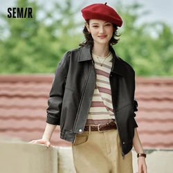 Semir Jacket Women PU similpelle Vintage Personality 2024 autunno New Trendy Street Loose Coat