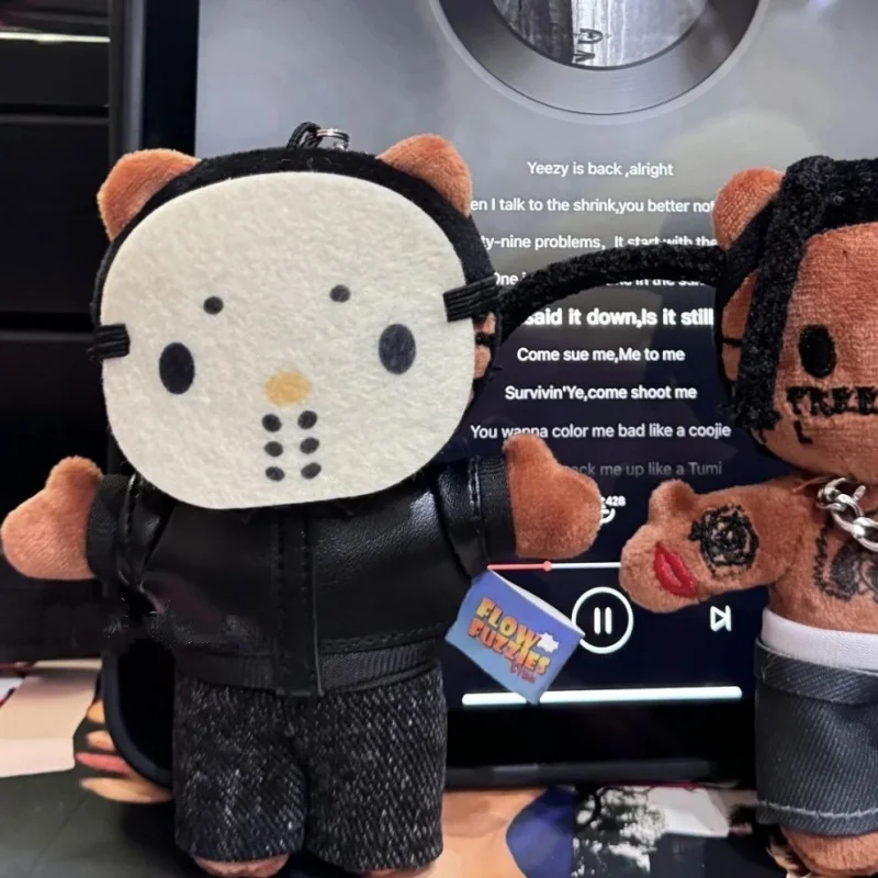 

Sanrio Hello Kitty Black Skin Series рэперская маска для человека, мягкий плюшевый брелок для девочек, пригородная сумка на молнии, кулон для девочек, подарок на Хэллоуин