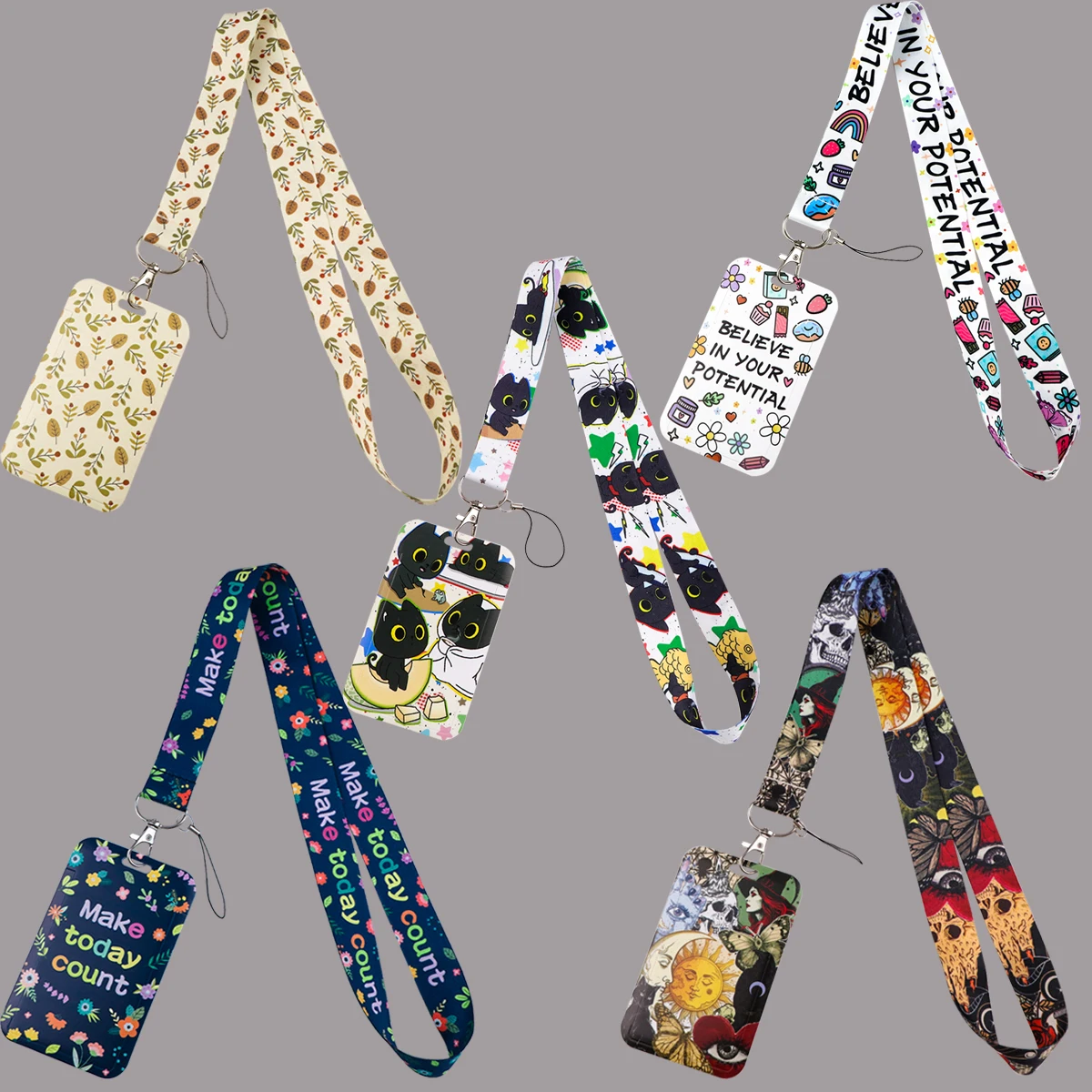 

Держатель для удостоверений личности с листьями растений, брелок на шею, милые ремешки для Pass Card, держатель для кредитных карт, брелок для ключей, аксессуары