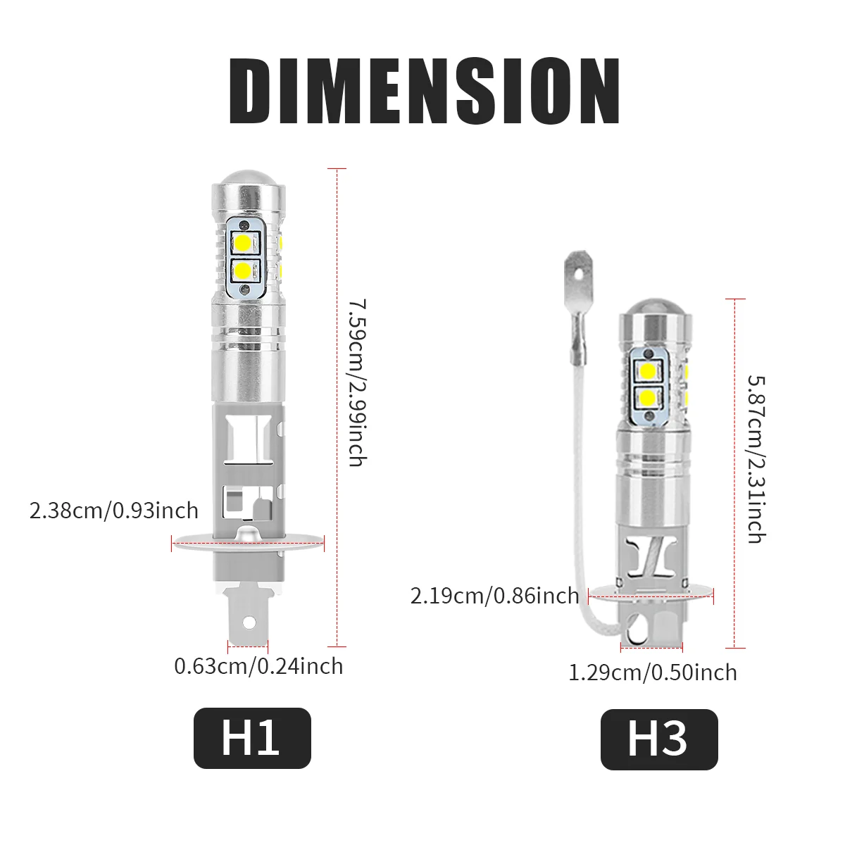 KEVANLY Canbus H1 H3 LED mlhové světlo 3030 10SMD 6000-8000K IPX6 Vodotěsné 2ks - Image 2