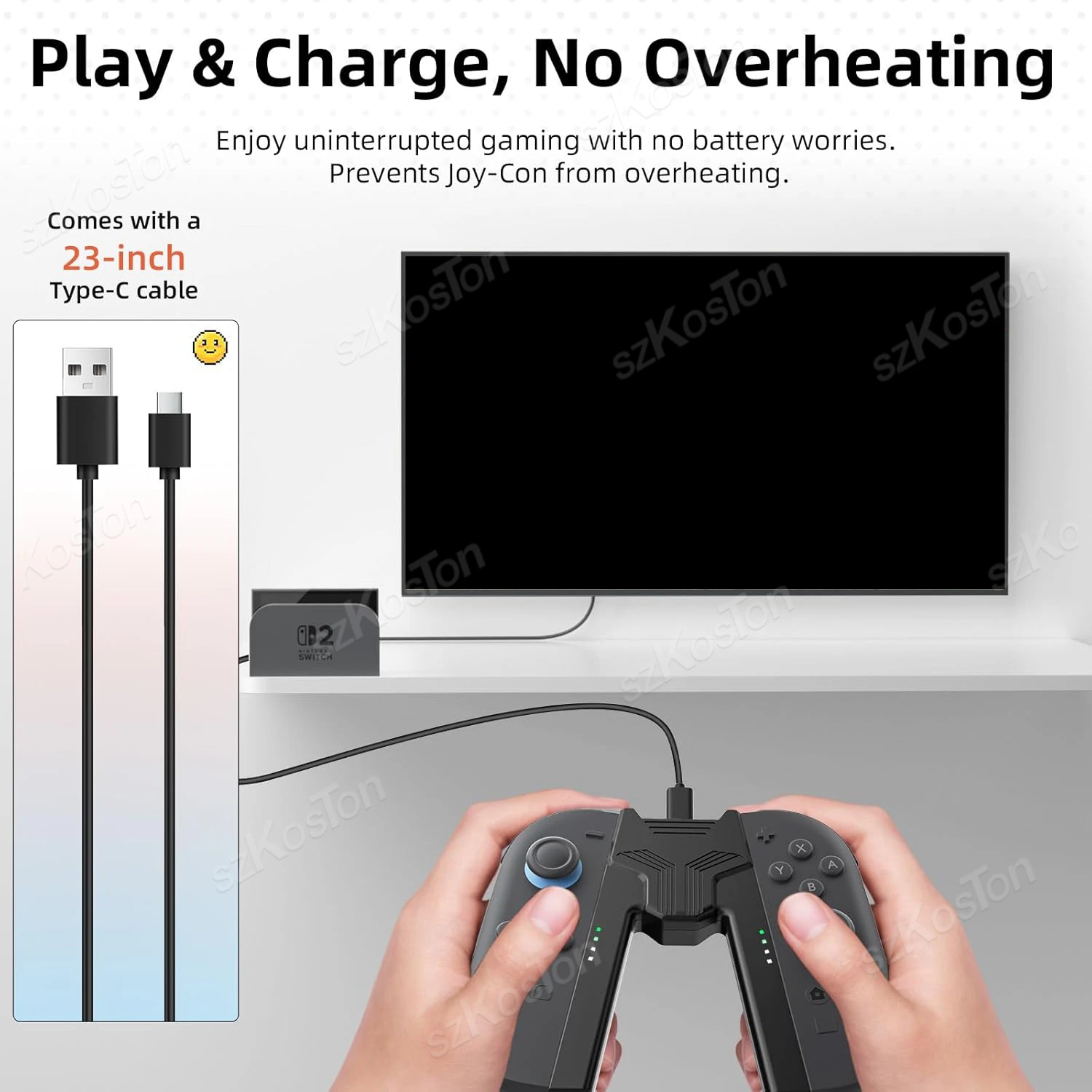 قبضة شحن لمقبض وحدة التحكم Switch 2 أثناء الشحن، حامل مريح على شكل حرف V لملحقات ألعاب Switch2