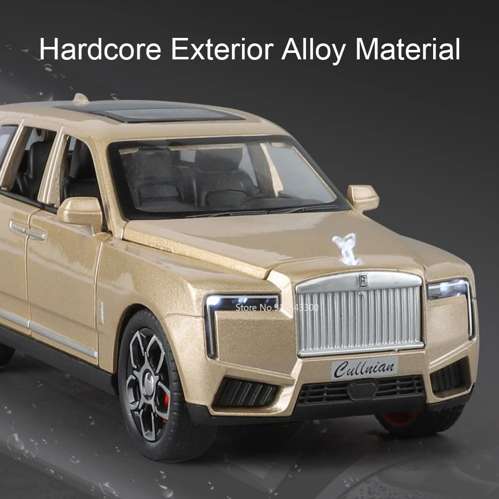 Model samochodu Cullinan Dawn w skali 1:32, metalowa karoseria, napęd pull-back, dźwięk, światło, otwierane drzwi, modele samochodów sportowych, prezenty dla dzieci.