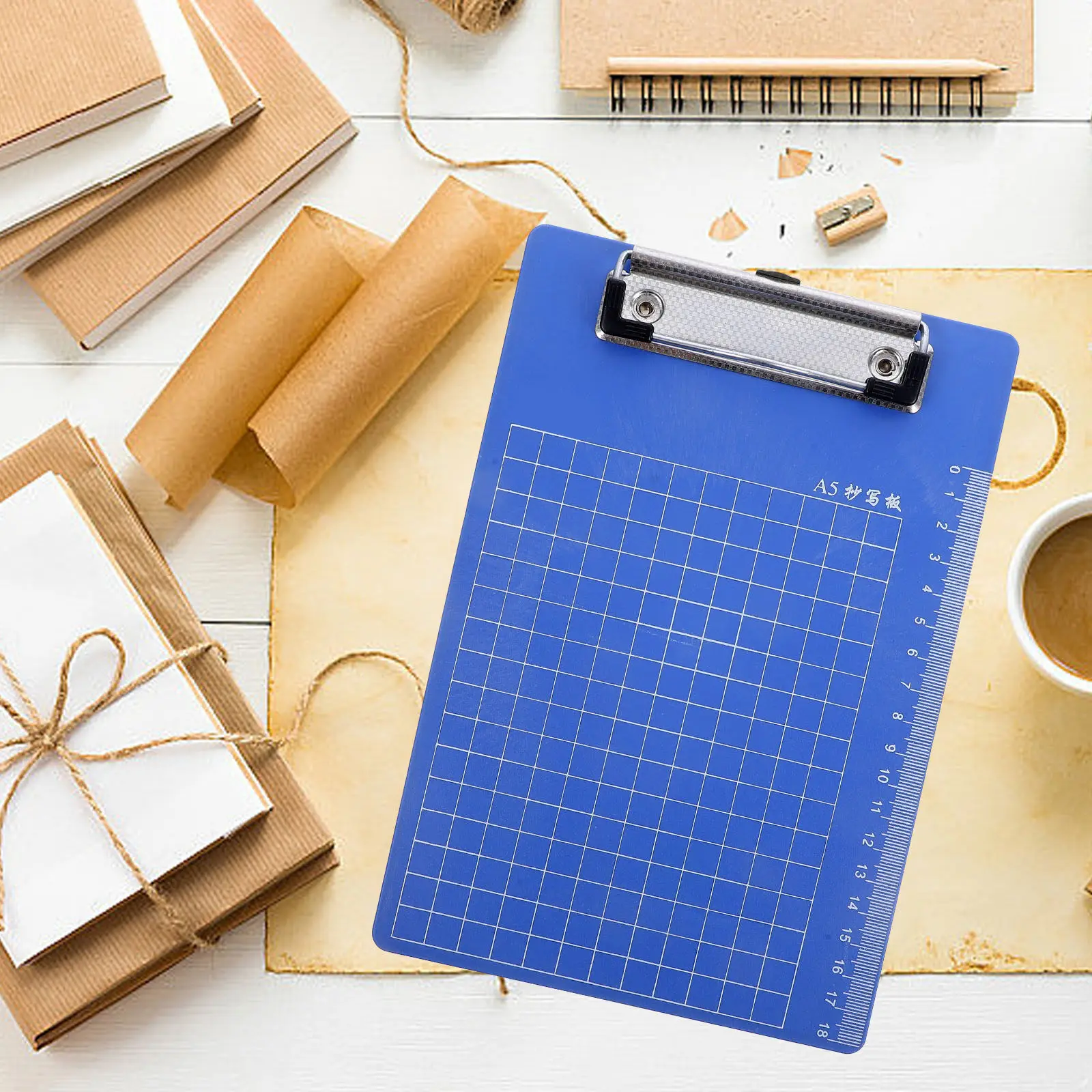 

6Pcs A5 Plastic Color Clipboard Transparent Plate Writing Board Calibration Clip Ruler Lightweight Office School Use