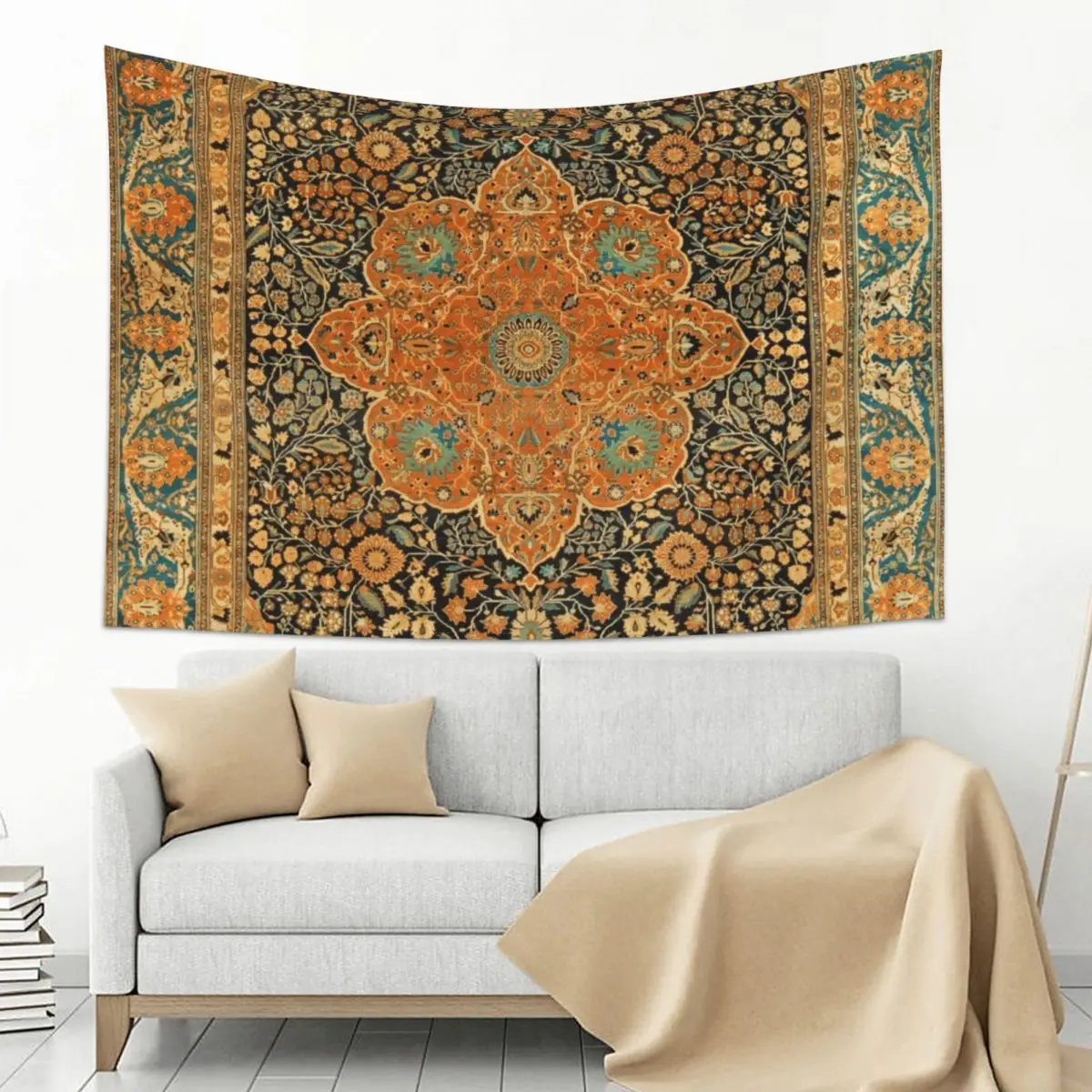 

Antique Mohtashem Kashan Persian Rug Print Tapestry Things To Decorate The Room Wall Mural Decoration Wall Tapestry