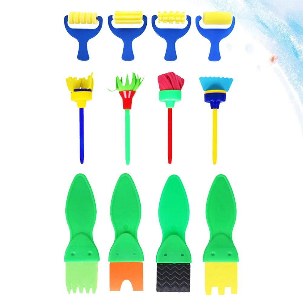 12 stuks schildersponsborstelset kinderen tekengereedschappen creatieve kunstbenodigdheden diy graffiti kit educatief speelgoed voor kinderen