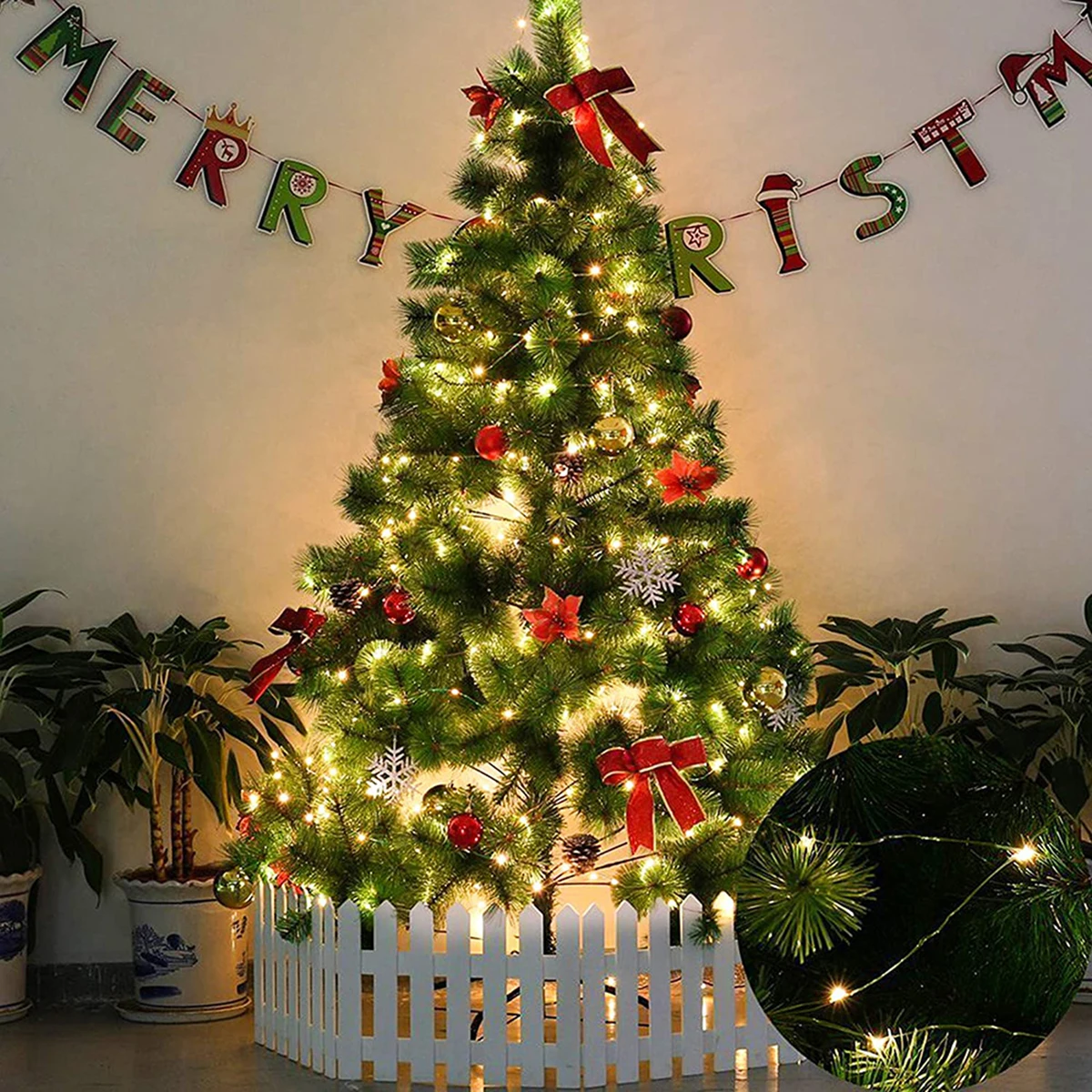 10m-200m LED String Lights Outdoor Green Copper Wire Fairy Lights Christmas Garland For Yard Garden Party Christmas Tree Decor image 5