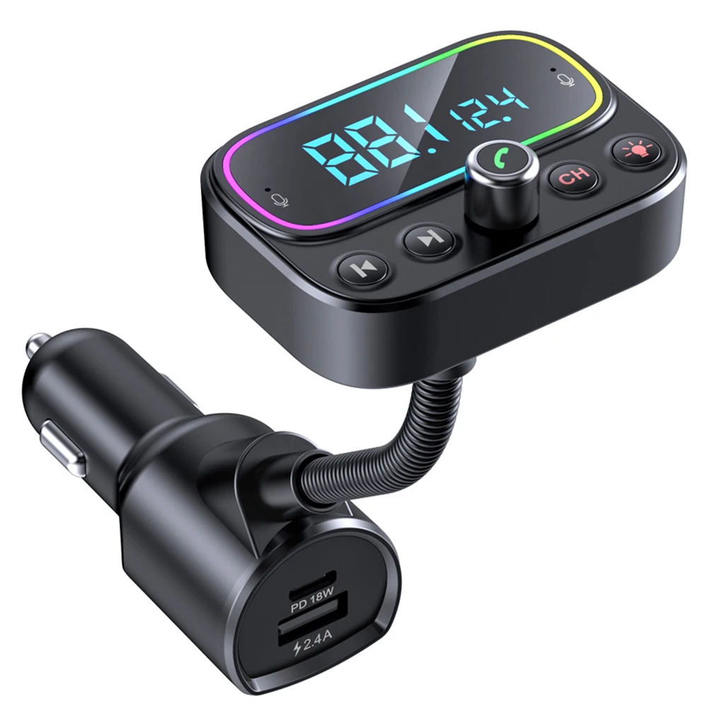 T67 18w de carregamento rápido sem fio aux para fora modulador rádio do carro transmissor fm bluetooth mãos livres kit mp3 player com pd tipo c dou