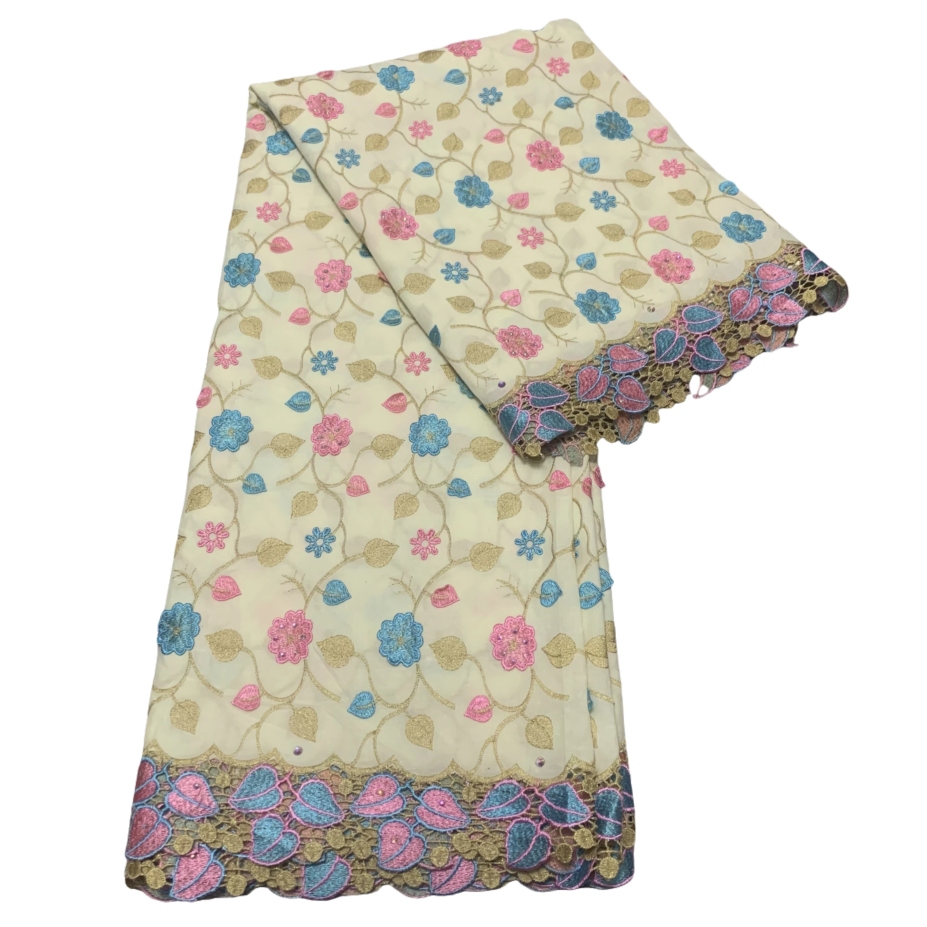 

African Soft Cotton Voile Swiss Lace High Quality Applique Flower Nigerian Wedding Dress Latest Fashion From Switzerland