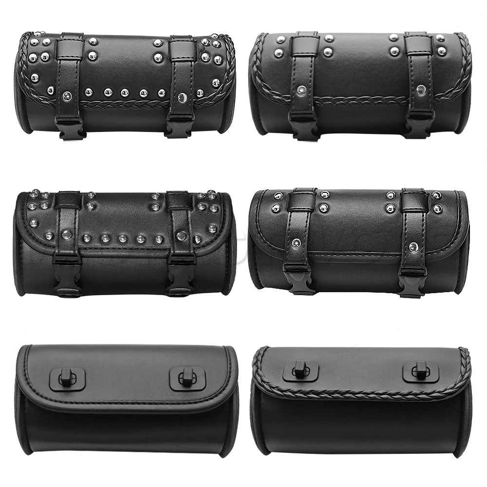 دراجة نارية شوكة بولي Leather الجلود حقيبة سفر مقاوم للماء أداة أكياس السرج حقيبة خمر الذيل حقيبة الأمتعة ل هارلي بوبر/سوزوكي/هوندا #2