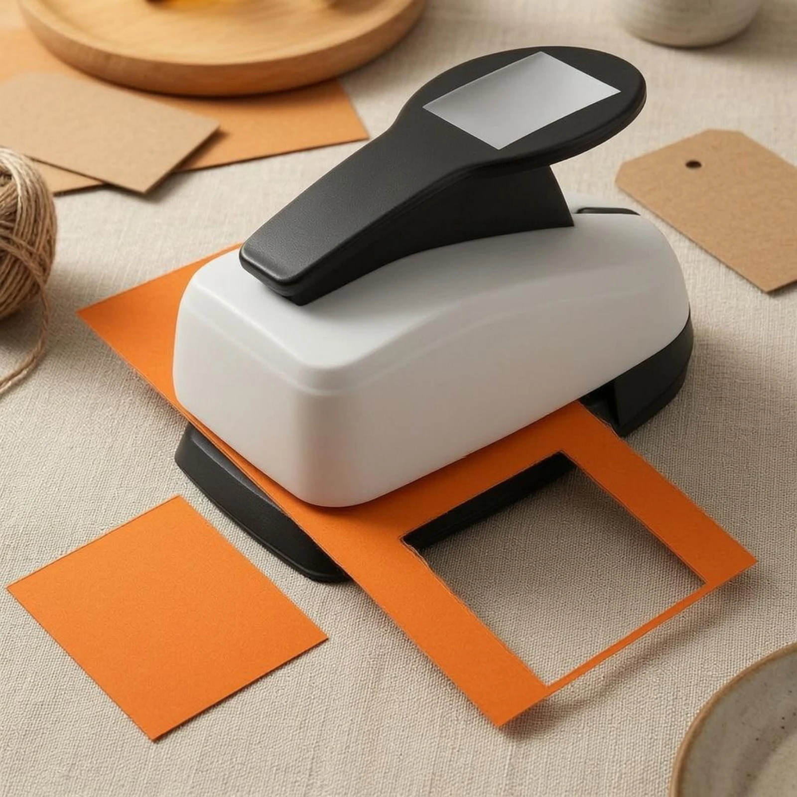 Square Lever Action Punch Clean Cuts Square Paper Punch Craft Tool Easy to Store Safety Lock for Crafters