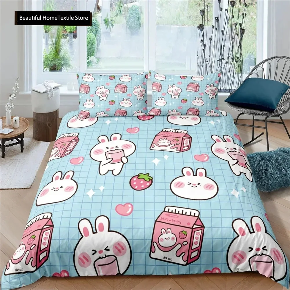 

Cartoon Cute DogRabbit Bedding Set Nordic King Single Twin Queen Bed Cover Full Soft Duvet Cover For Girl Boy Teens Gift