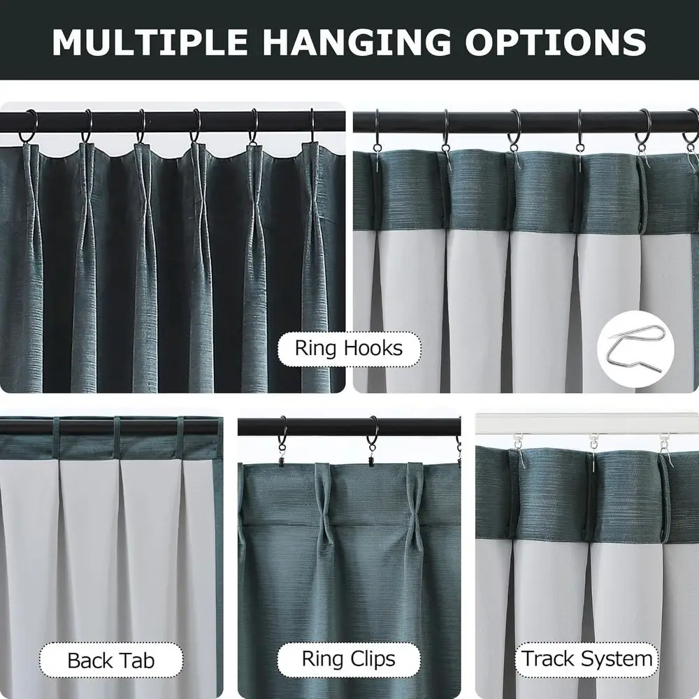 Tende oscuranti pieghettate con pizzico in velluto blu 95% tende oscuranti per finestre 95 pollici per soggiorno camera da letto isolamento termico