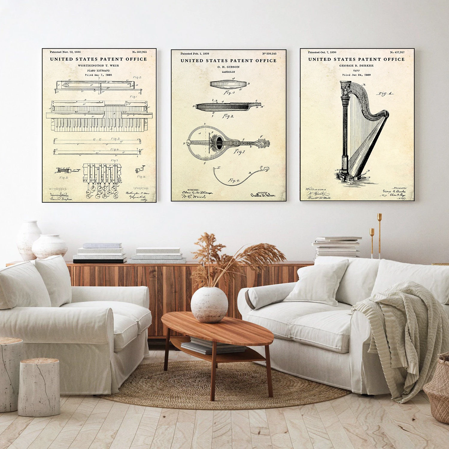 음악 악기 발명 청사진 시리즈 포스터 인쇄 캔버스 아트 - Picture Of Musical Instrument 리뷰 및 가격