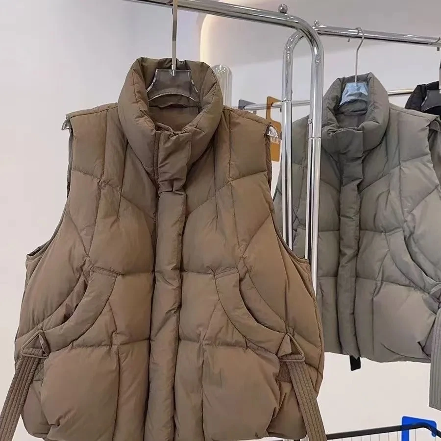 الخريف الشتاء المرأة أسفل سترة سترة 2025 جديد إمرأة أكمام صدرية الوقوف طوق المرأة القطن سترة معطف المرأة صدرية