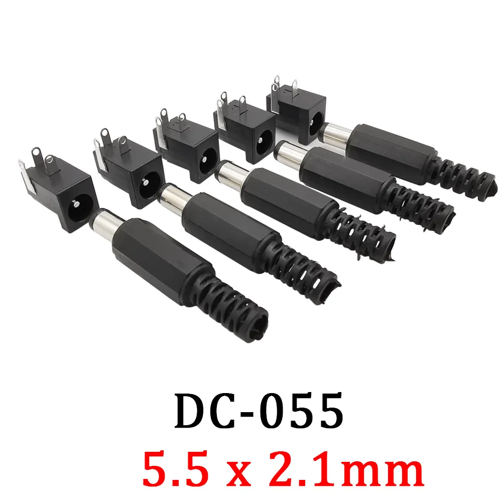 10Pcs DC-005 5.5*2.1 DC Power Jack Plug PCB Mount Connector 5.5x2.1mm DC Power Male DIY Electronic Plug Charging Socket Adapter