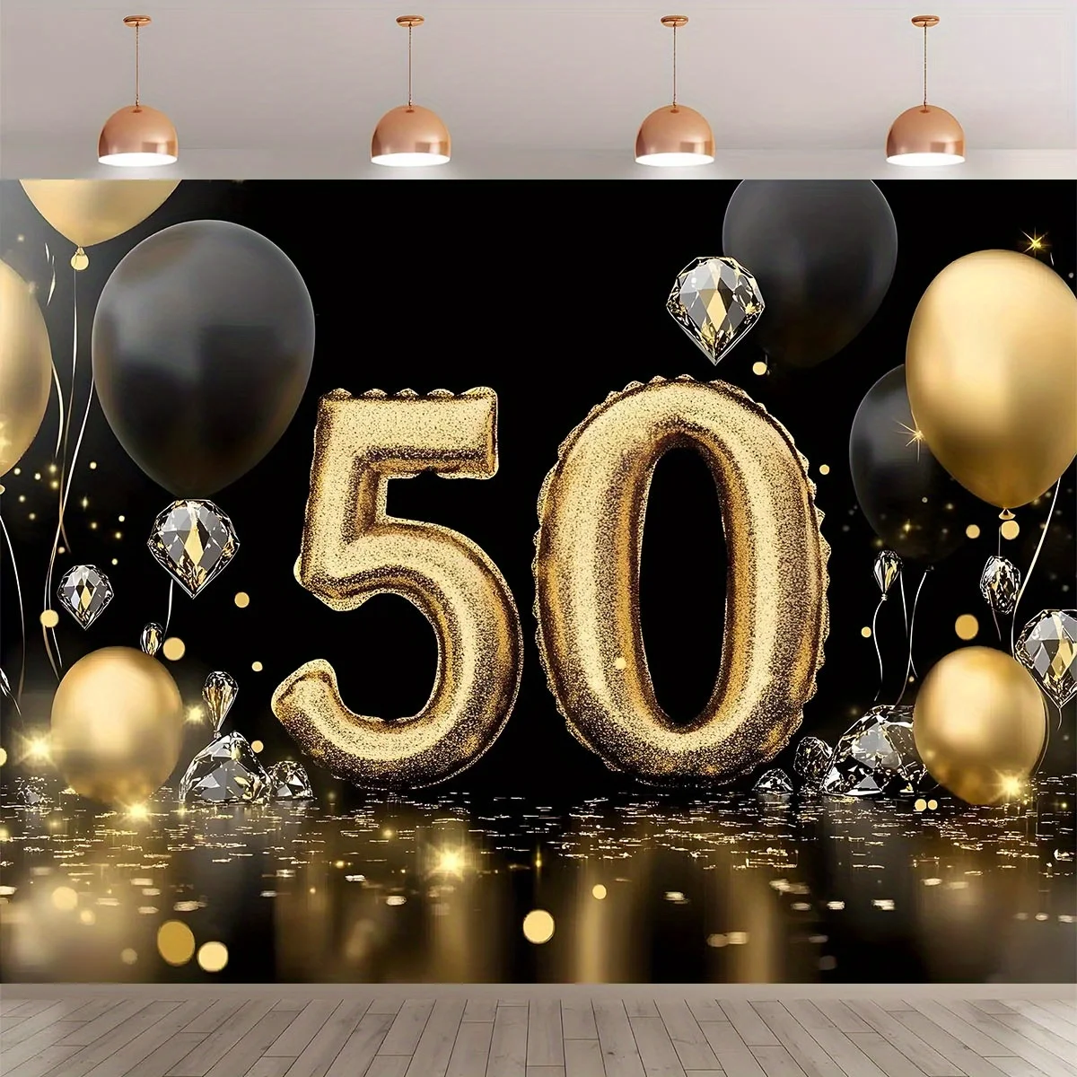 Goldener Hintergrundstoff zum 50. Geburtstag und Jubiläum, Feier, SS